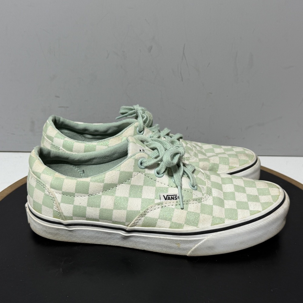 Vans Era Sneaker Women 7.5 Checkerboard Green White Canvas Low Top Skate